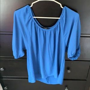 Cute blue blouse with sleeve cute outs!